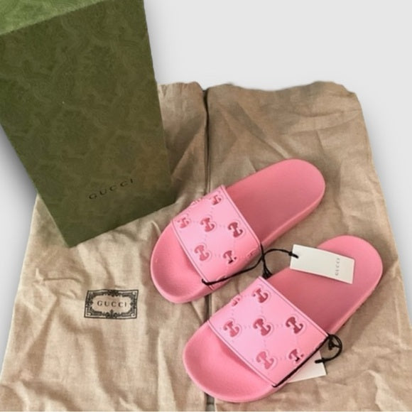 Gucci rubber slides pink online