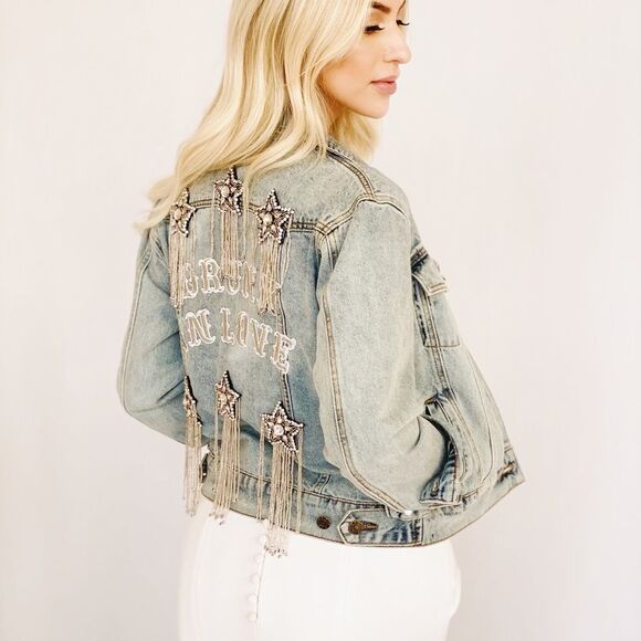 New Rue Denim "Drunk in Love" Jacket rue de Seine *hard piece to get