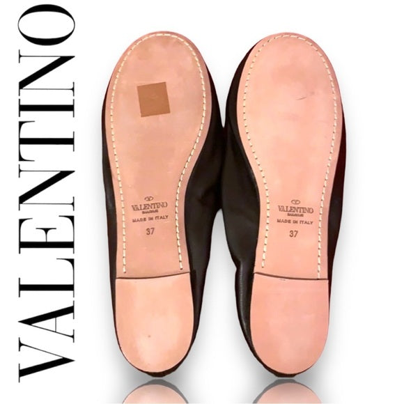 New Valentino Rockstud Leather Ballerina Flat authentic