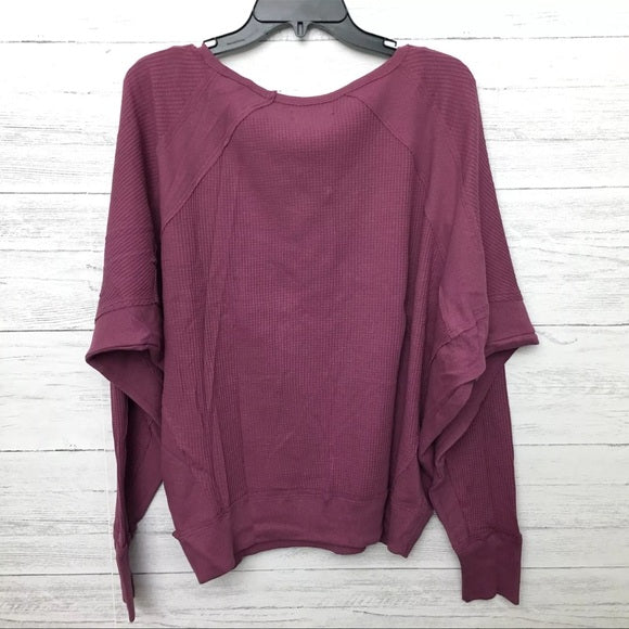 New Free People mulberry Santa Clara Thermal knit top