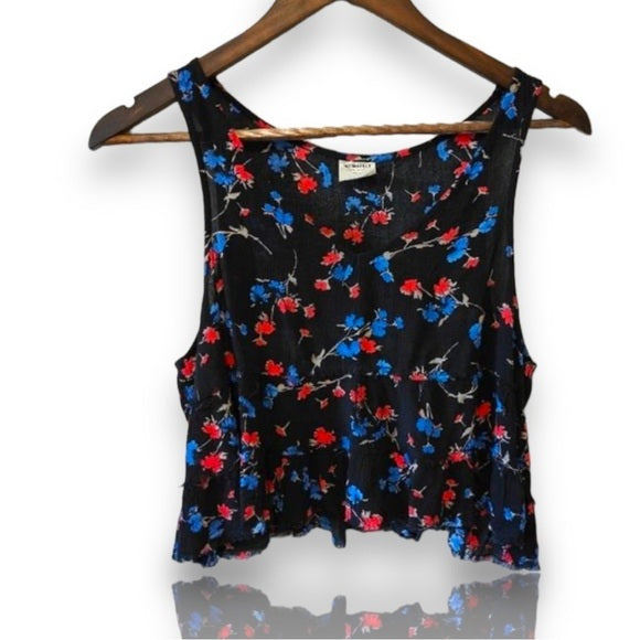 Free People Intimately Black Floral Swing Crop Top