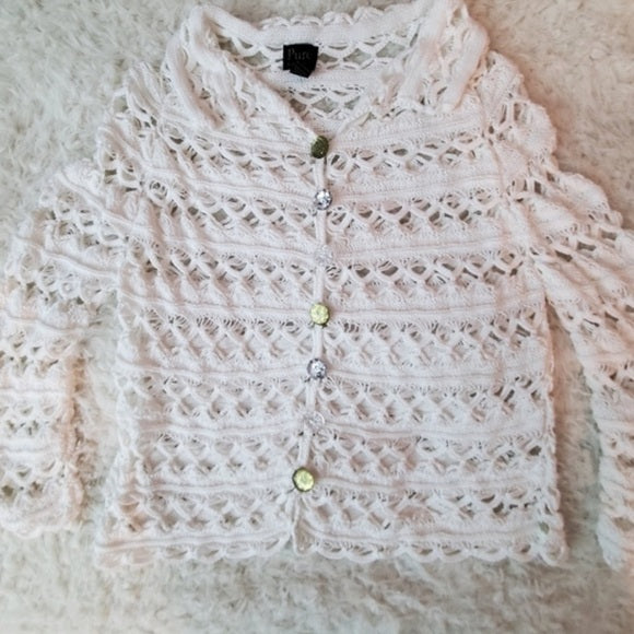 PURE handknit crochet jewelled cardigan