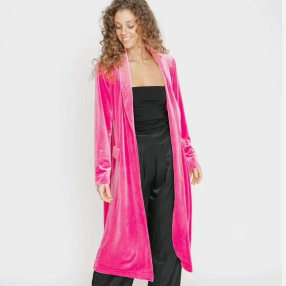 Smash and Tess Birds Papaya pink velvet duster NWT