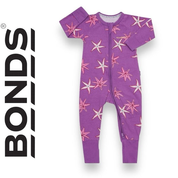 New bonds 2 way zip wondersuit - purple star fish