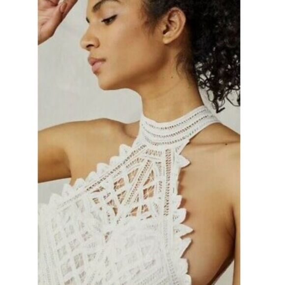 New Free people intimately be my Battenburg crochet lace tie up bodysuit…