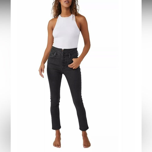 New FREE PEOPLEWOMENS BLACK SKYLINE SKINNY JEAN