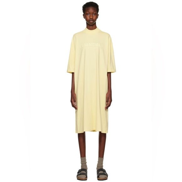 New authentic FEAR OF GOD ESSENTIALSYellow Short Sleeve Minidress