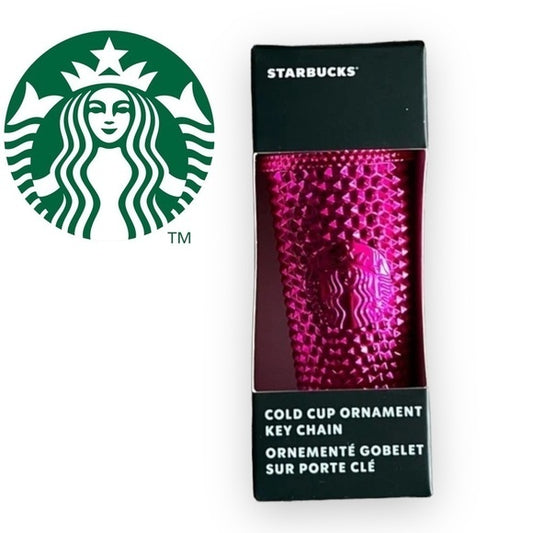 𝅺STARBUCKS Sangria Pink High-Shine Hot Pink Cold Cup Ornament Keychain