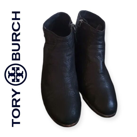 LIKE new Tory Burch crinkled leather booties