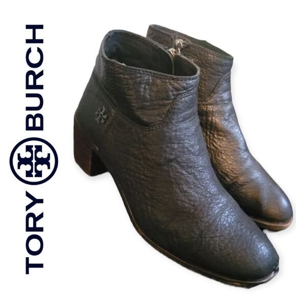 LIKE new Tory Burch crinkled leather booties