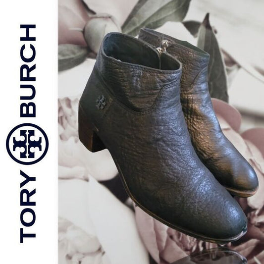 LIKE new Tory Burch crinkled leather booties