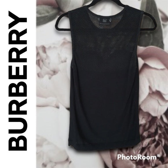 NEW BURBERRY Knit Tank with Sheer Sweetheart Neckline