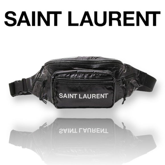 Authentic Saint Laurent Black Nylon Logo Nuxx Crossbody