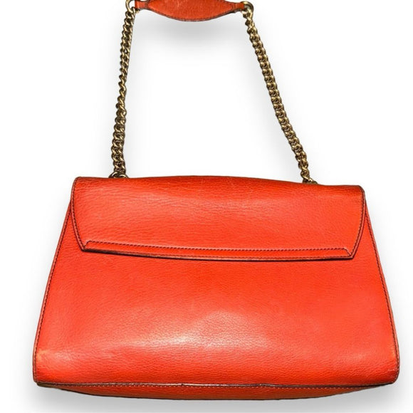 Sale !!Authentic GUCCI Coral Red Leather Medium Emily Shoulder Bag