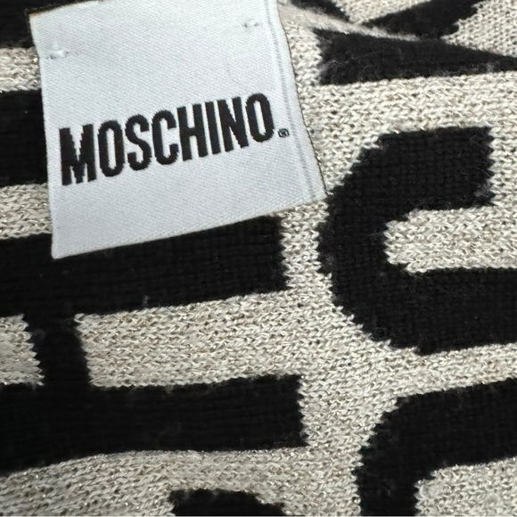 RARE!! Ultra lux Moschino print blanket scarf with gold sparkle