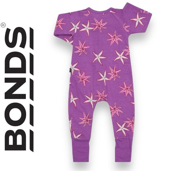 New bonds 2 way zip wondersuit - purple star fish