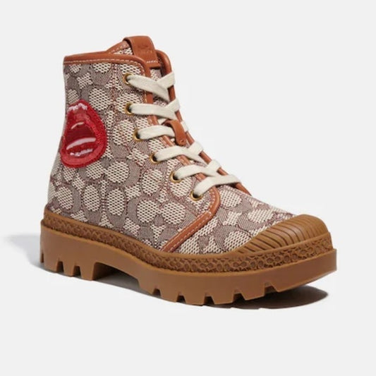 New COACH X TOM WESSELMANN TROOPER MID TOP BOOT IN SIGNATURE JACQUARD