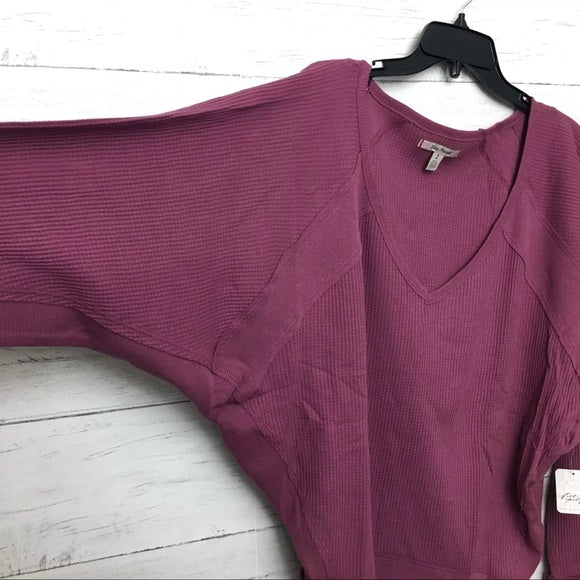 New Free People mulberry Santa Clara Thermal knit top