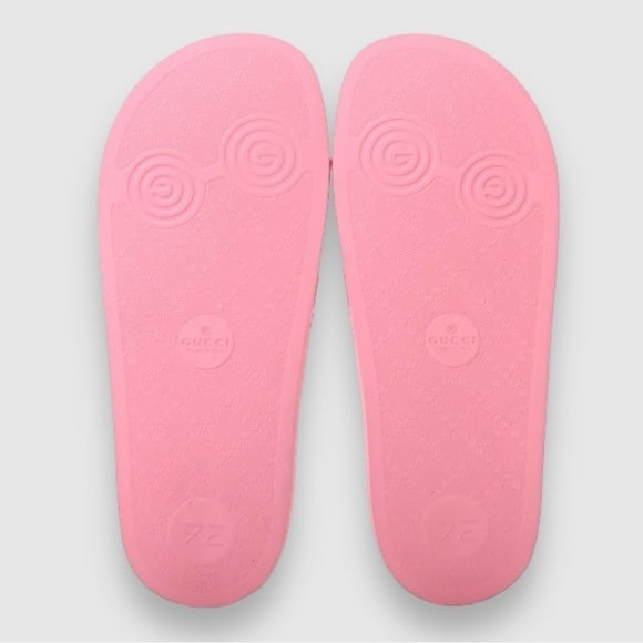 New authentic Gucci rubber slides in pink