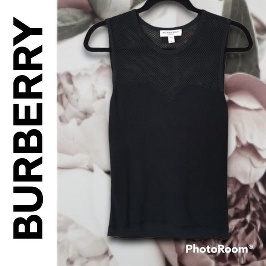 NEW BURBERRY Knit Tank with Sheer Sweetheart Neckline