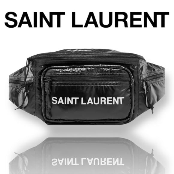 Authentic Saint Laurent Black Nylon Logo Nuxx Crossbody