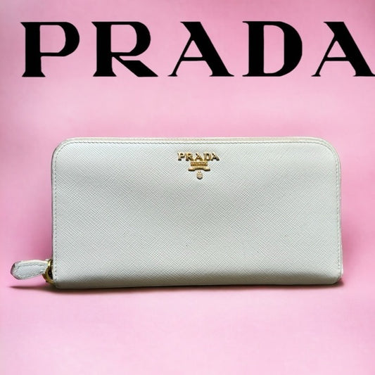 Authentic Prada  Saffiano Trend Leather Zip Wallet