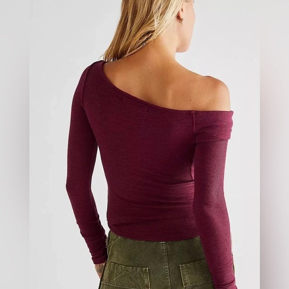 New Free People Addie Twist Neck long sleeve in pomegranate