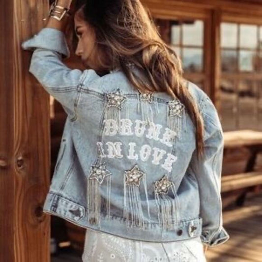 𝅺New Rue Denim "Drunk in Love" Jacket rue de Seine *hard piece to get