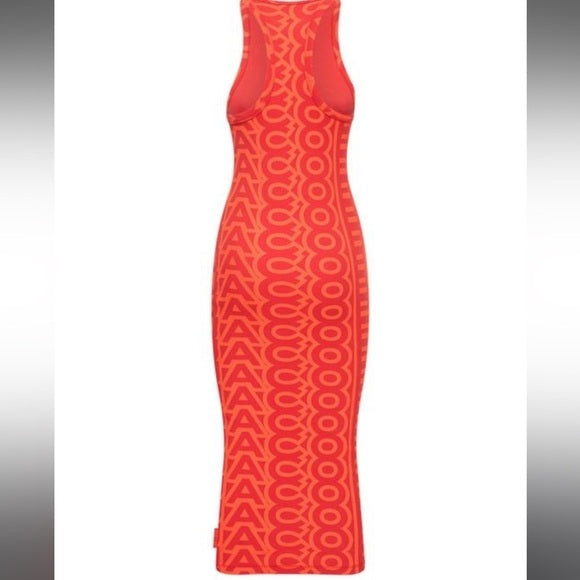 New Marc Jacobs Women's Red The Monogram Race Ribbed Dress