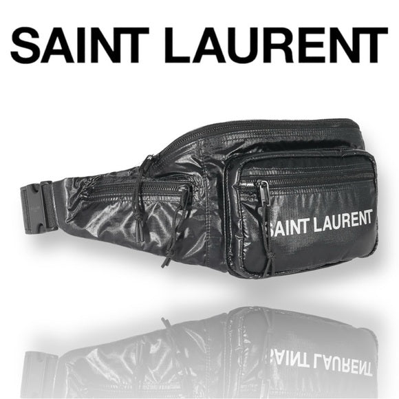 Authentic Saint Laurent Black Nylon Logo Nuxx Crossbody