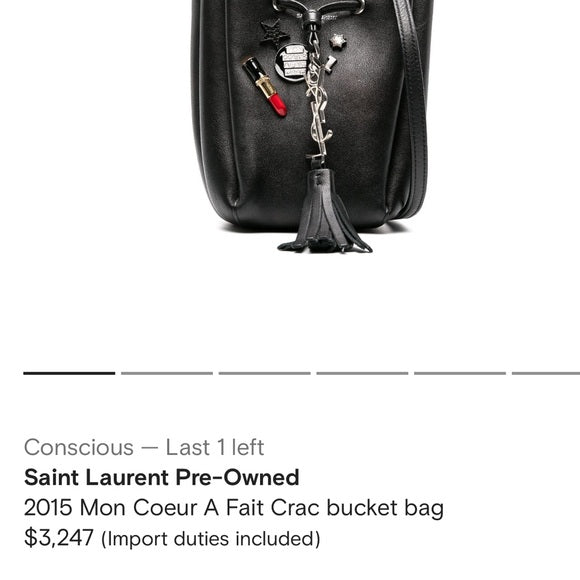 Authentic Saint Laurent Rare Mon Coeur A Fait Crac bucket bag