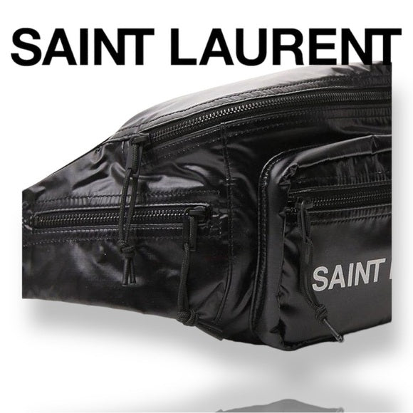 Authentic Saint Laurent Black Nylon Logo Nuxx Crossbody