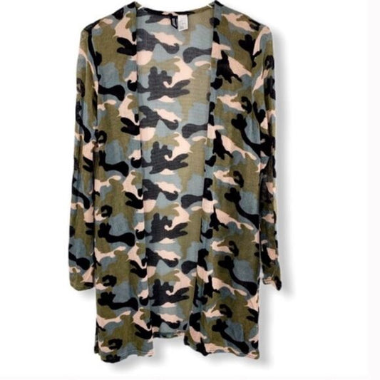 NEW DIVIDED H&M green pink blue black camo cardigan